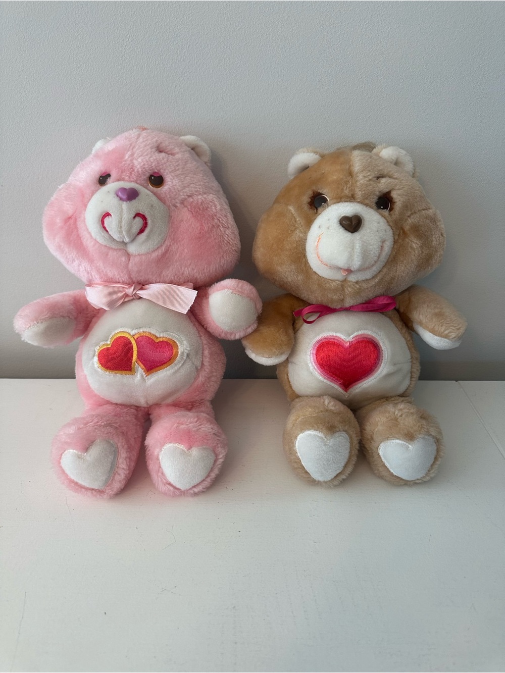 Vintage 1983 Care Bear Tenderheart & Love A Lot Bear Kenner Plush